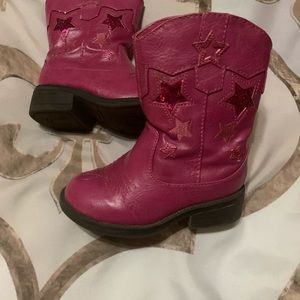 Pink leather toddler cowboy boots